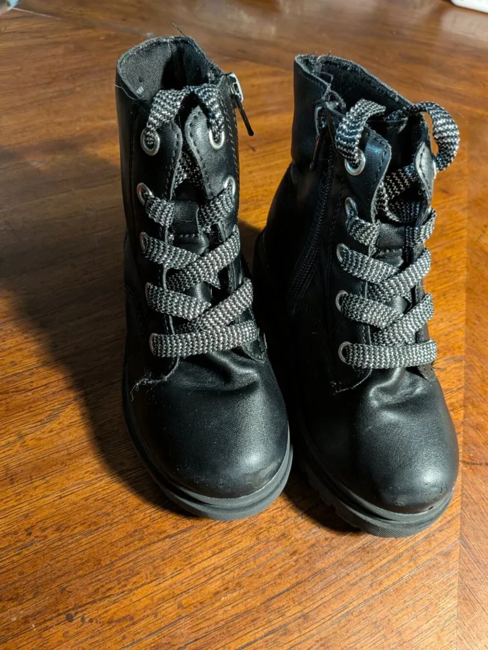 Kohl's Toddler Girls Black Combat Lace-Up Boots Side Zip Sz 7